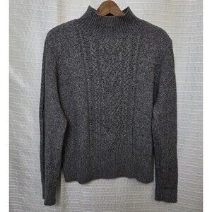 Pendleton Women’s Mockneck Sweater Merino Wool Blend Cable Heather Gray L/XL **